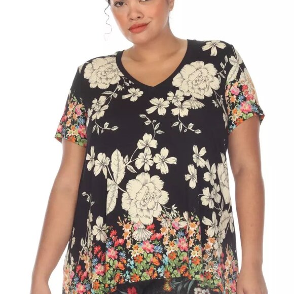 Johnny Was Redland Favorite Short Sleeve V Neck Swing Tee Special Shirt Black NW - Picture 6 of 15